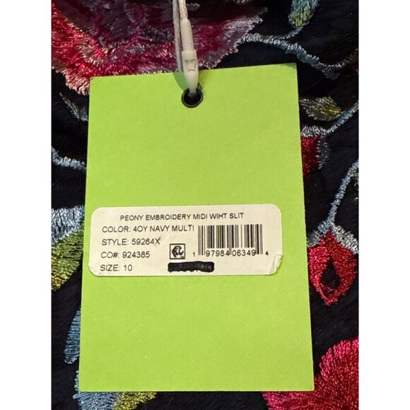 Sam Edelman Navy Blue Floral Embroidered Midi Dress Size 10 New With Tag - Picture 4 of 4